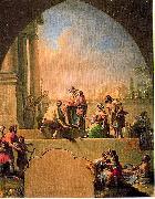 Francisco Bayeu Charity of Saint Elladius of Toledo, oil painting by Francisco Bayeu. Cathedral of Toledo cloister oil painting